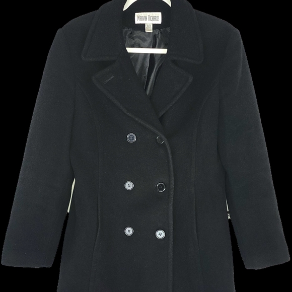 Marvin Richards women's wool cashmere blend black wool peacoat size small - Picture 8 of 8